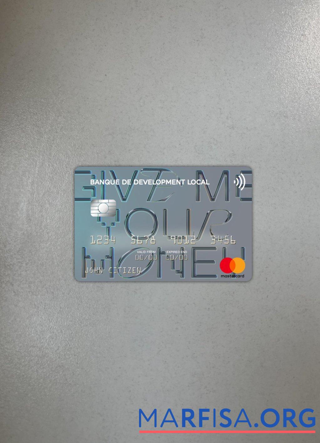 Алжир Banque de De╠üveloppement Local mastercard фотообраз Лицевая сторона макет