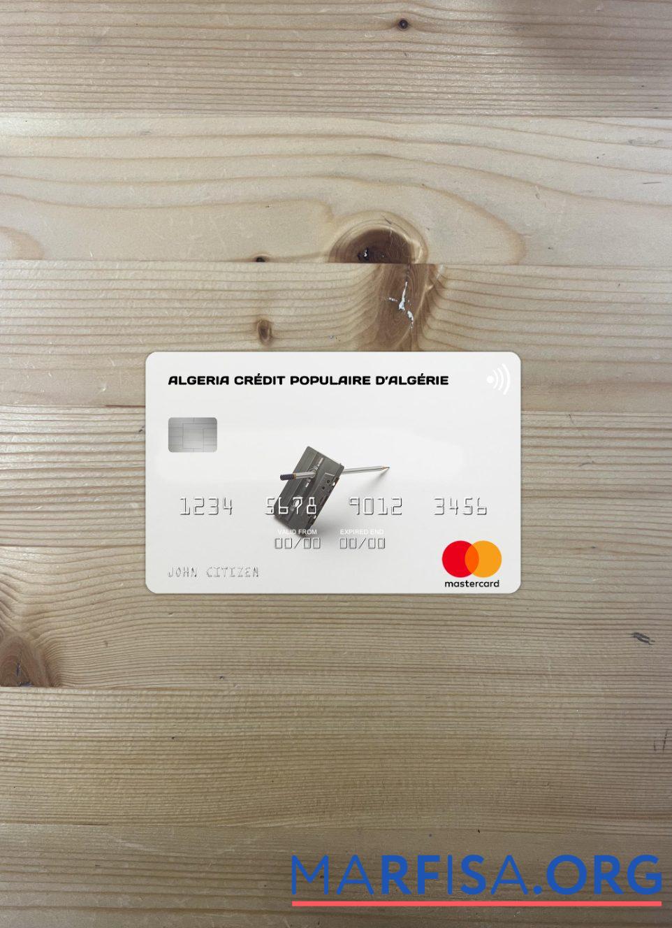 Алжир Cre╠üdit Populaire dΓÇÖAlge╠ürie mastercard фотообраз Лицевая сторона образец