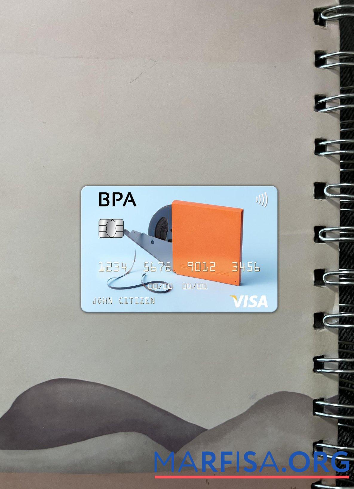 Андорра Banca Privada d'Андорра (BPA) Виза Карта фотообраз Лицевая сторона шаблон