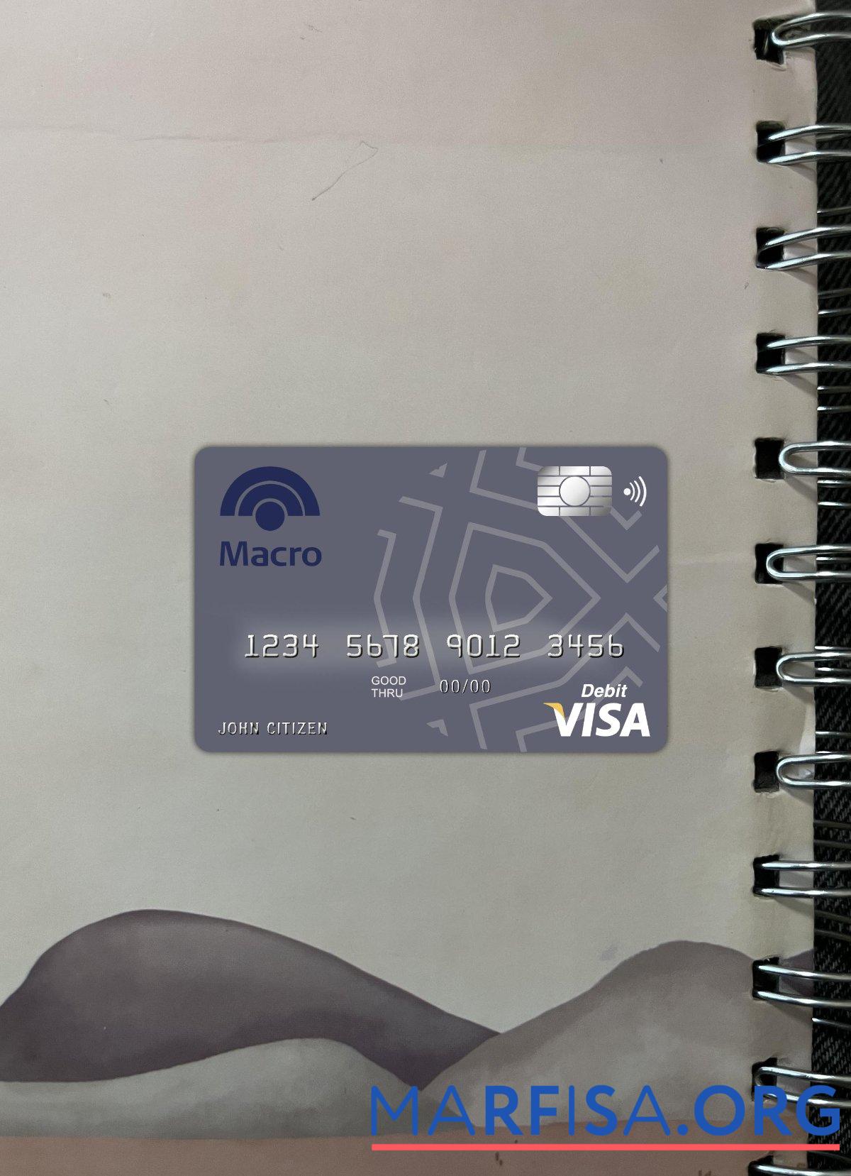 Argenitina Banco Macro S.A Банковский Виза Карта фотообраз Лицевая сторона дизайн