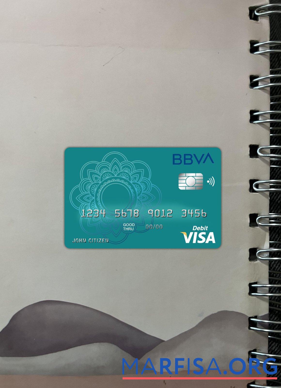 Аргентина BBVA Банковский Виза Дебет Карта фотообраз Лицевая сторона дизайн
