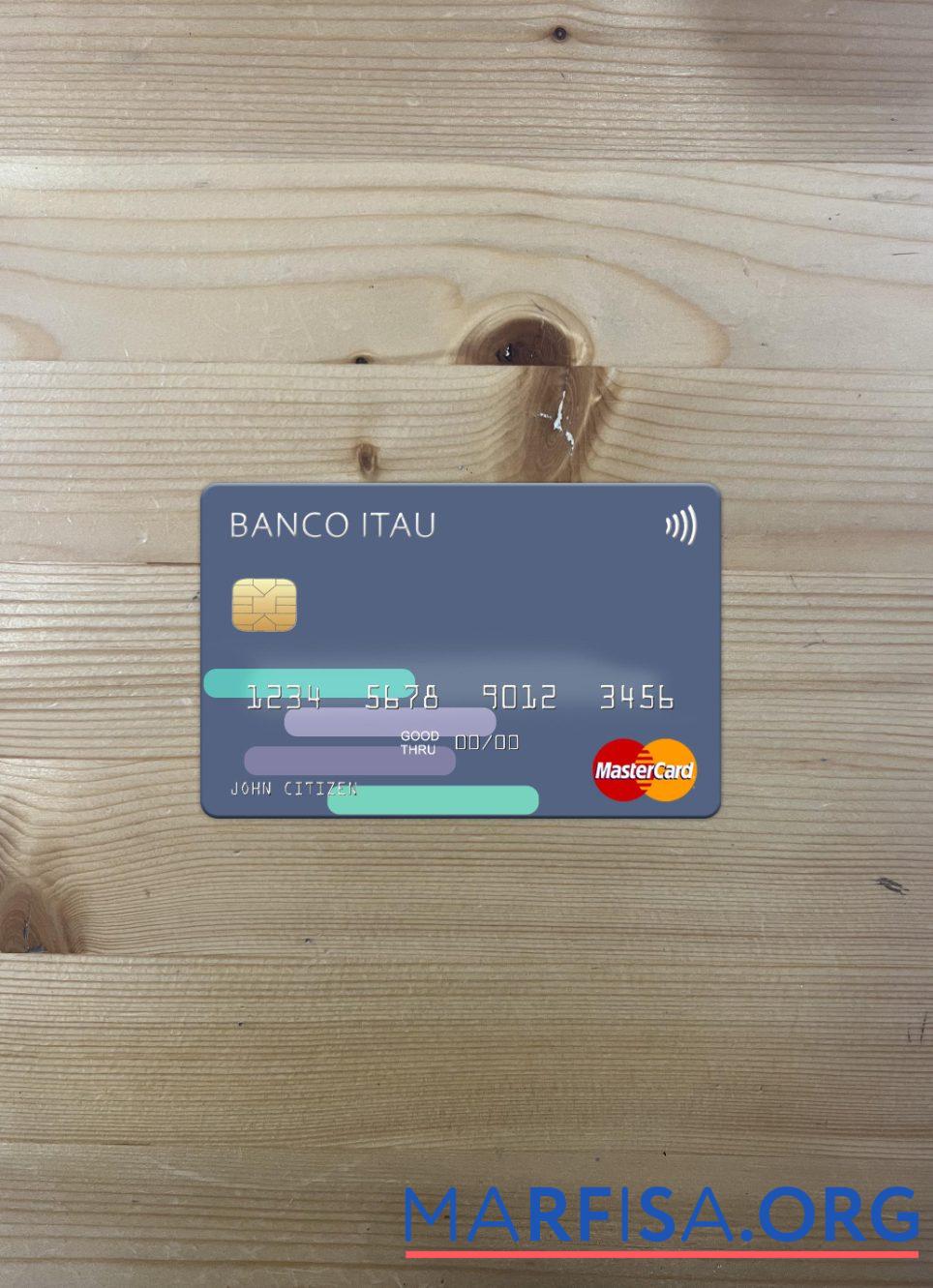 Аргентина Banco Itau╠ü mastercard фотообраз Лицевая сторона шаблон