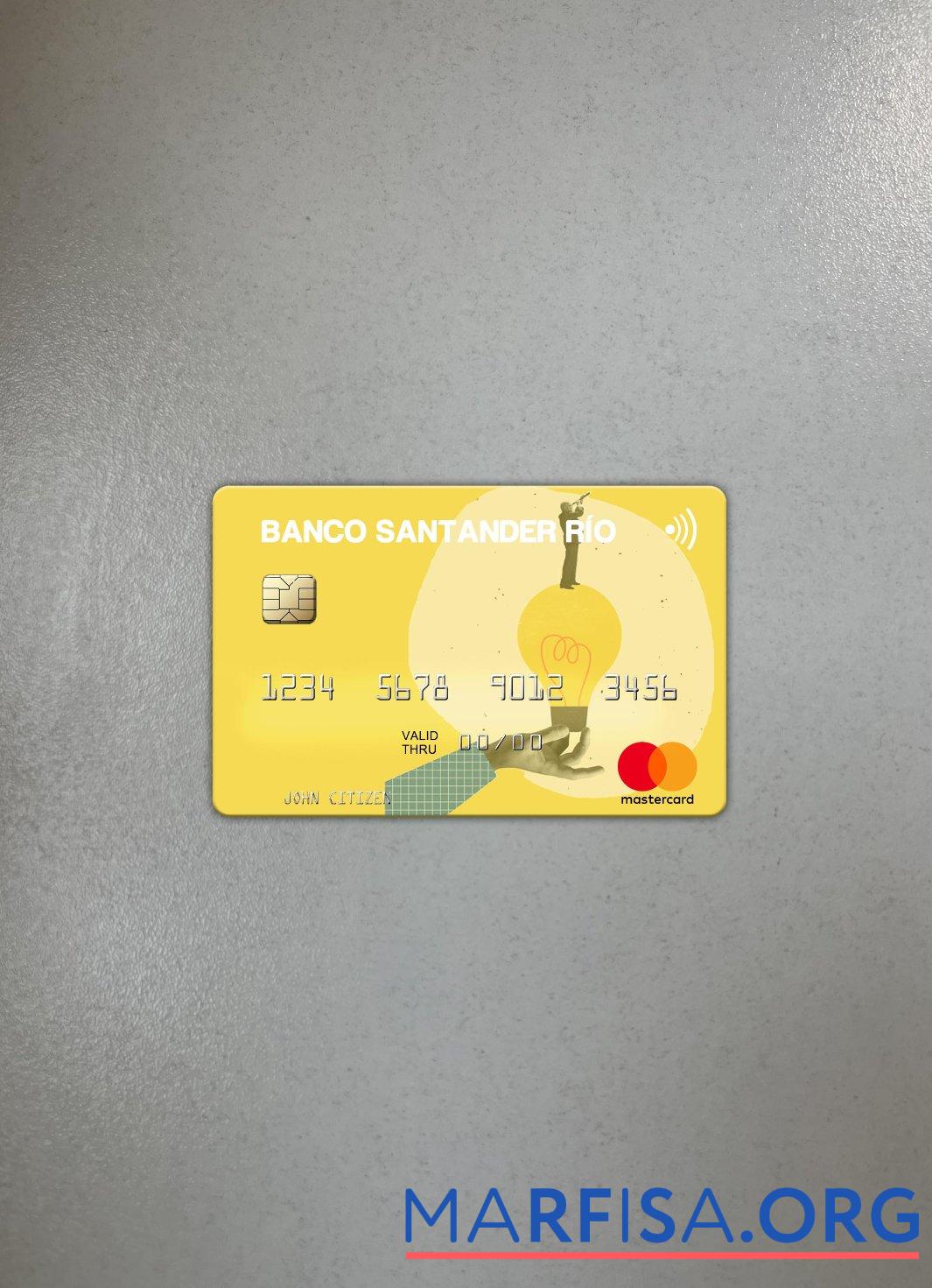Аргентина Banco Santander Ri╠üo mastercard фотообраз Лицевая сторона шаблон