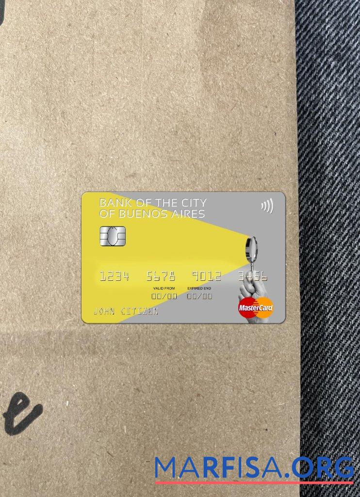 Аргентина Банковский of the City of Buenos Aires mastercard фотообраз Лицевая сторона макет