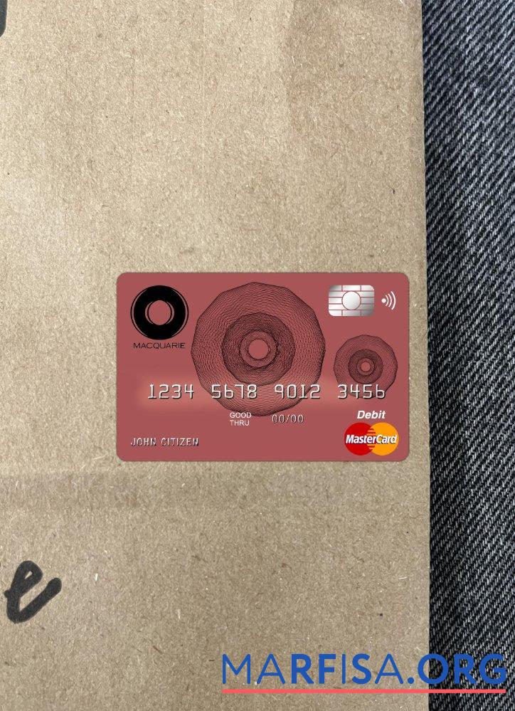Австралия Macquarie Банковский mastercard фотообраз Лицевая сторона дизайн
