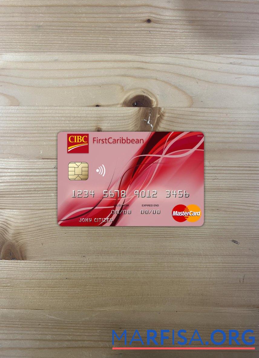 Багамы FirstCaribbean International Банковский mastercard фотообраз Лицевая сторона шаблон