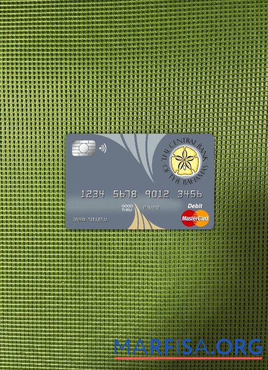 Багамы The Central Банковский mastercard фотообраз Лицевая сторона образец