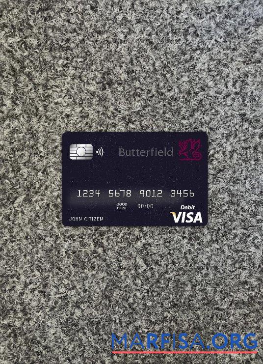 Барбадос Butterfield Банковский Виза Карта фотообраз Лицевая сторона дизайн