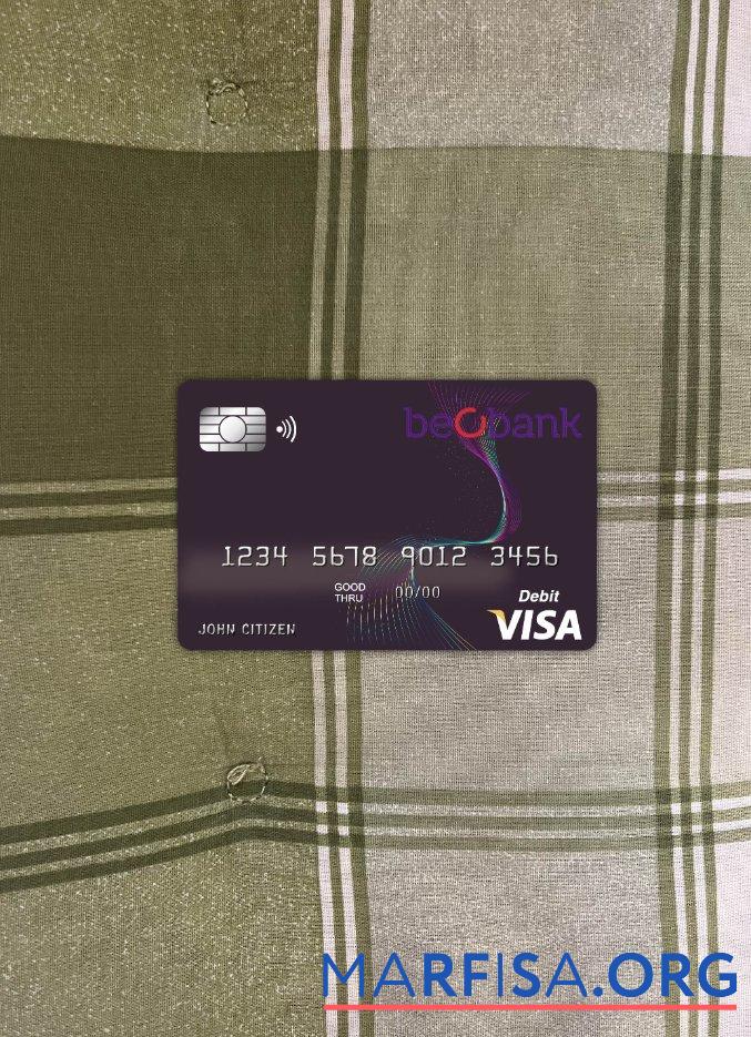 Бельгия Beobank Виза Карта фотообраз Лицевая сторона макет