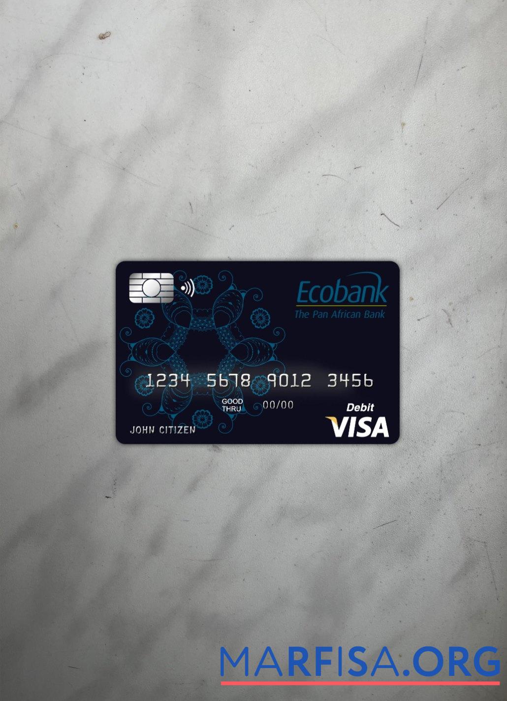 Бенин Ecobank Виза Карта фотообраз Лицевая сторона образец