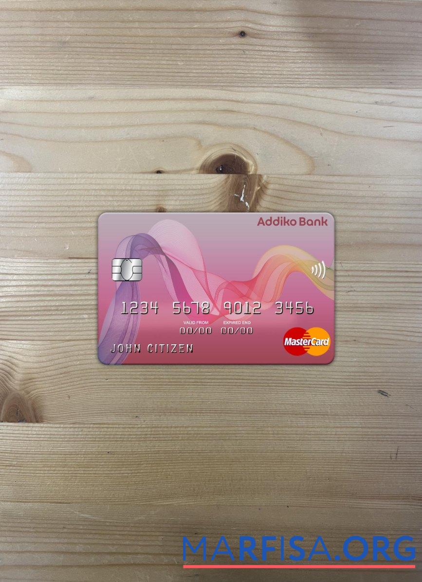 Босния и Герцеговина Addiko Банковский mastercard фотообраз Лицевая сторона шаблон