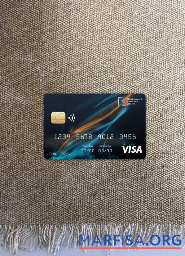 Ботсвана Savings Банковский Виза Карта фотообраз Лицевая сторона макет