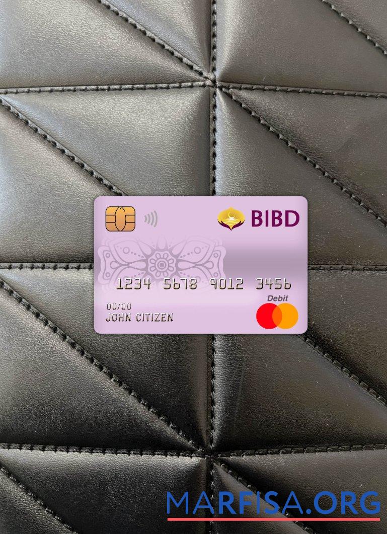 Бруней Банковский Islam Бруней Darussalam Банковский mastercard Дебет Карта фотообраз Лицевая сторона образец