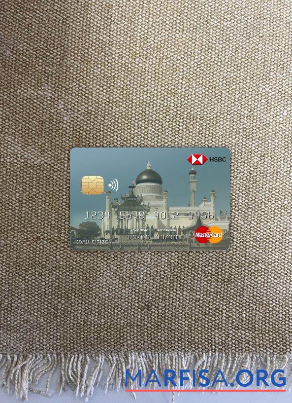 Бруней HSBC Банковский mastercard фотообраз Лицевая сторона шаблон