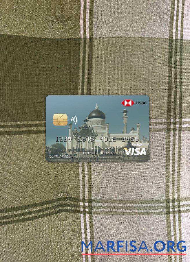 Бруней HSBC Банковский Виза Карта фотообраз Лицевая сторона образец
