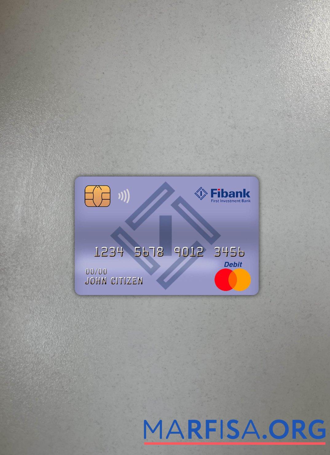 Болгария Fibank Банковский master Дебет Карта фотообраз Лицевая сторона предпросмотр
