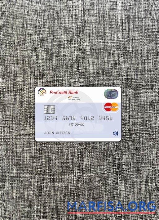 Болгария ProCredit Банковский MasterCard фотообраз Лицевая сторона шаблон