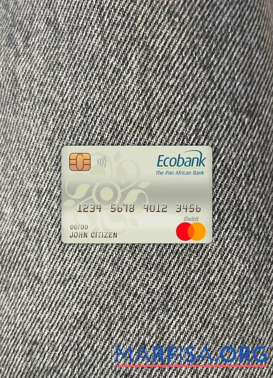 Буркина-Фасо Ecobank Банковский master Дебет Карта фотообраз Лицевая сторона макет