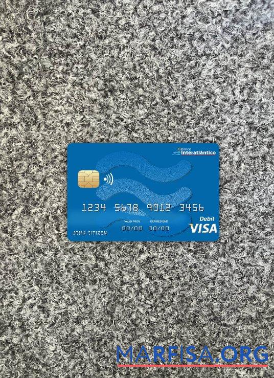 Кабо-Верде Banco Inter Atla╠éntico Банковский Виза Карта фотообраз Лицевая сторона шаблон