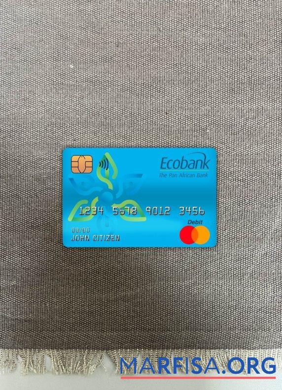 Камерун Ecobank Банковский master Дебет Карта фотообраз Лицевая сторона макет