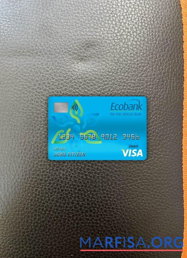 Камерун Ecobank Банковский Виза Дебет Карта фотообраз Лицевая сторона дизайн