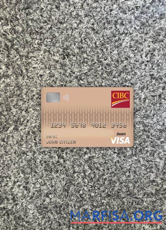 Канада CIBC Банковский Виза Дебет Карта фотообраз Лицевая сторона шаблон
