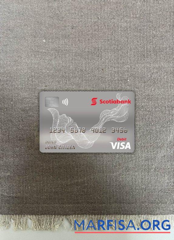 Канада Scotiabank Виза Дебет Карта фотообраз Лицевая сторона шаблон