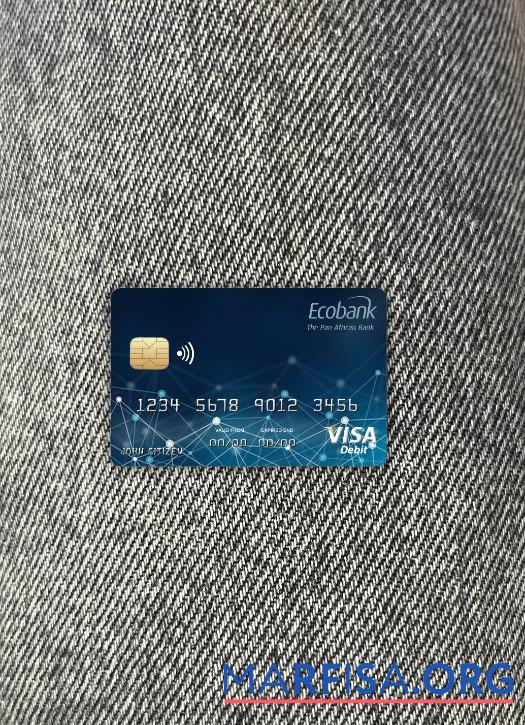 Центральноафриканская Республика Ecobank Банковский Виза Карта фотообраз Лицевая сторона дизайн