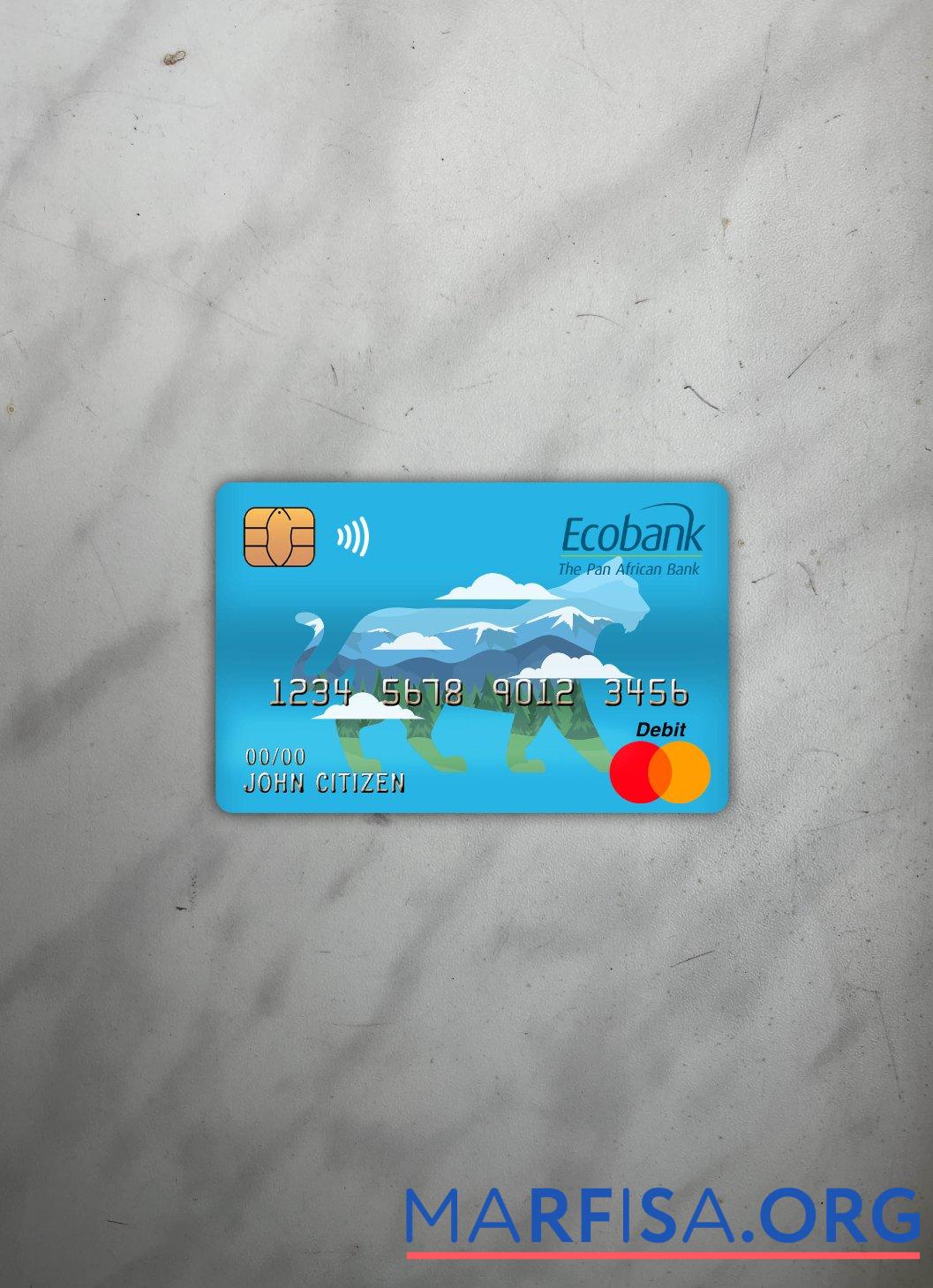 Центральноафриканская Республика ecobank master Дебет Карта фотообраз Лицевая сторона шаблон