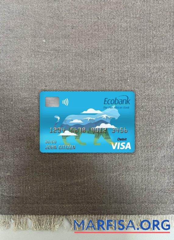 Центральноафриканская Республика ecobank Виза Дебет Карта фотообраз Лицевая сторона предпросмотр