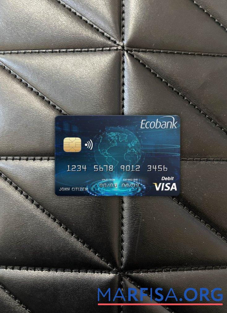Чад Ecobank Виза Карта фотообраз Лицевая сторона дизайн