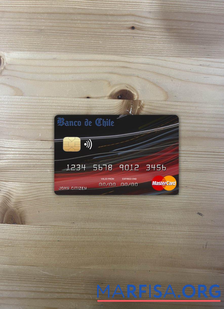 Чили Banco de Чили Банковский mastercard фотообраз Лицевая сторона шаблон