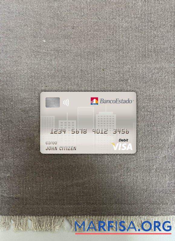 Чили banco del estado de Чили Банковский Виза Дебет Карта фотообраз Лицевая сторона образец