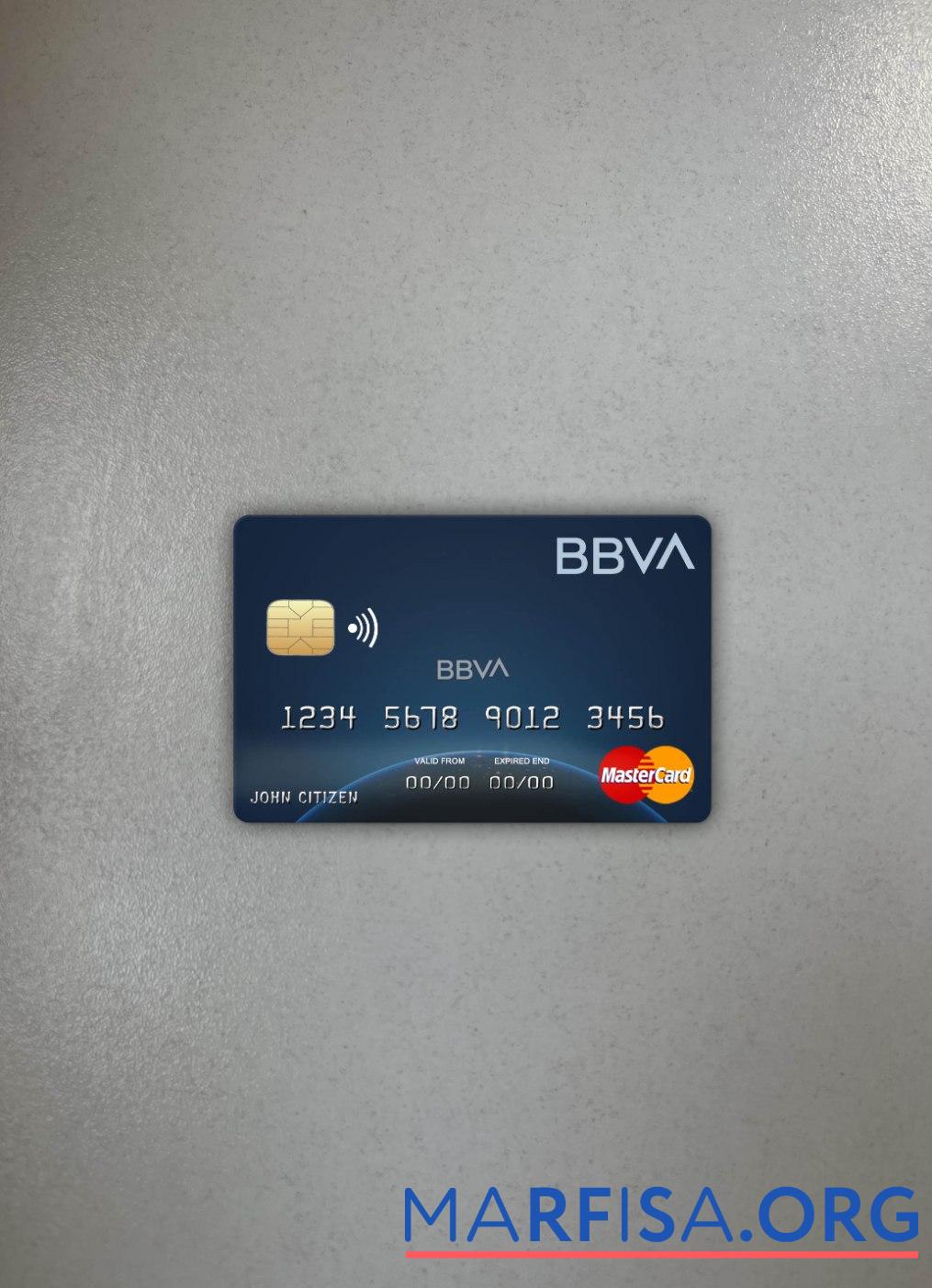 Колумбия BBVA Банковский mastercard фотообраз Лицевая сторона макет