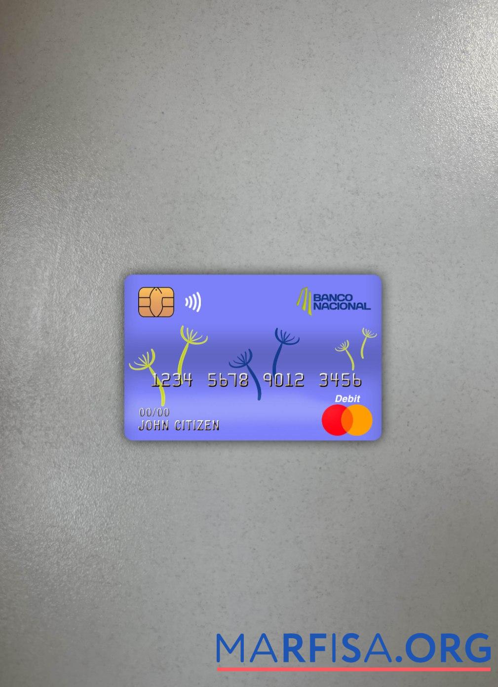 Коста-Рика banco nacional Банковский mastercard фотообраз Лицевая сторона шаблон