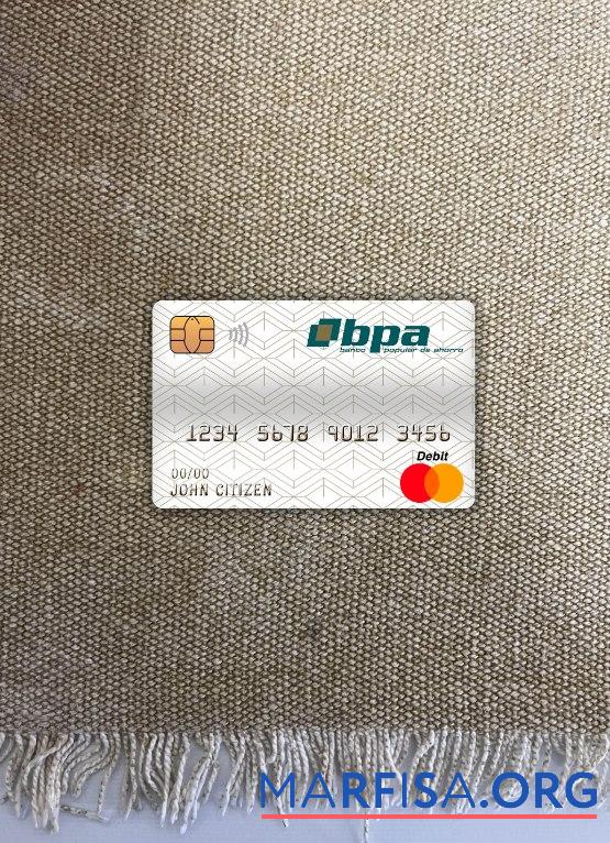 Куба Banco popular de ahorro (bpa) Банковский master Дебет Карта фотообраз Лицевая сторона шаблон
