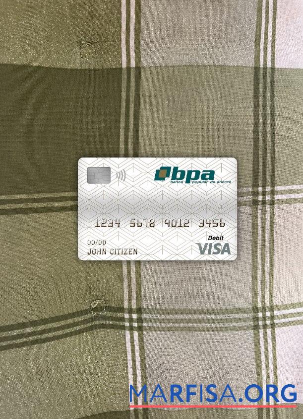 Куба Banco popular de ahorro (bpa) Банковский Виза Дебет Карта фотообраз Лицевая сторона макет