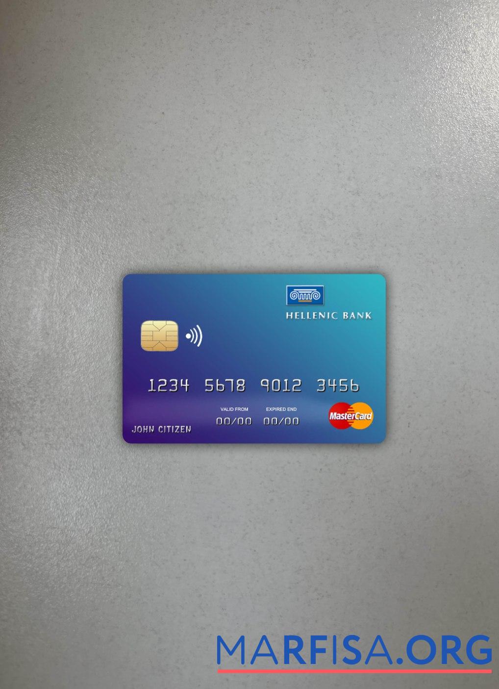 Кипр Hellenic Банковский mastercard фотообраз Лицевая сторона макет