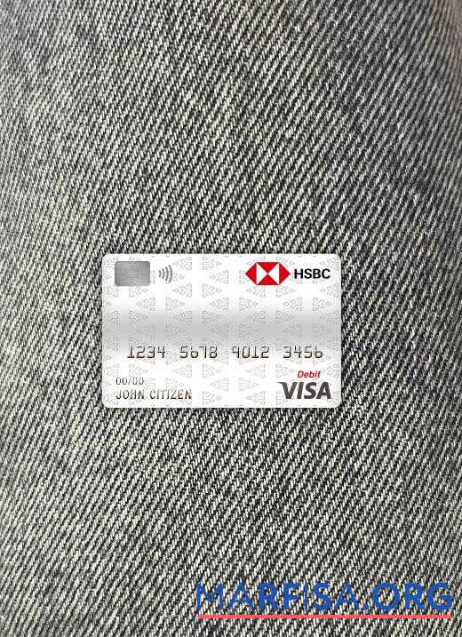 Czech HSBC Банковский Виза Дебет Карта фотообраз Лицевая сторона макет