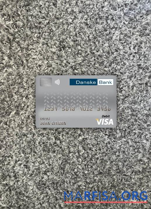 Дания Danskebank Виза Дебет Карта фотообраз Лицевая сторона макет