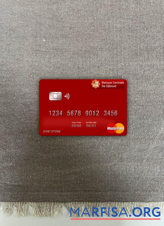 Джибути Central Банковский of Джибути mastercard фотообраз Лицевая сторона образец