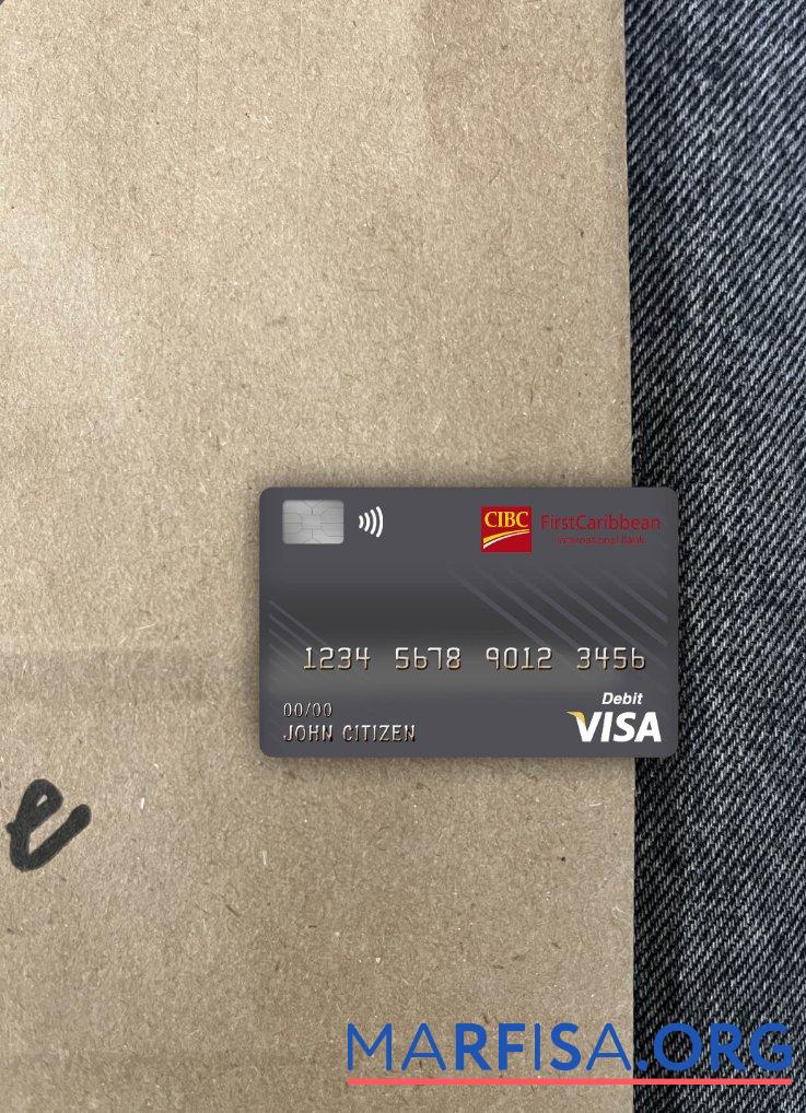 Доминика Cibc first caribbean international Банковский Виза Дебет Карта фотообраз Лицевая сторона шаблон