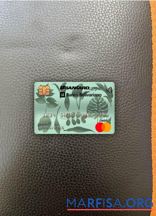 Эквадор Banco Bolivariano mastercard фотообраз Лицевая сторона макет