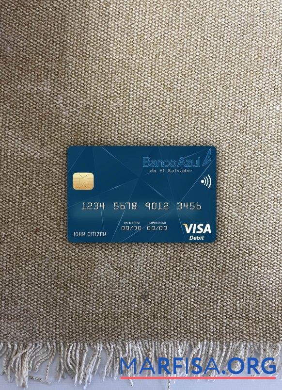 Сальвадор Banco Azul de Сальвадор Виза Дебет Карта фотообраз Лицевая сторона образец