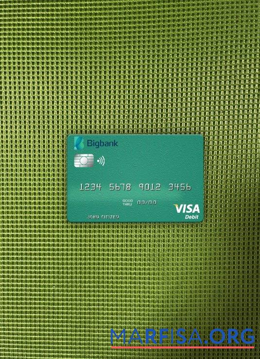 Эстония Bigbank Виза Дебет Карта фотообраз Лицевая сторона дизайн