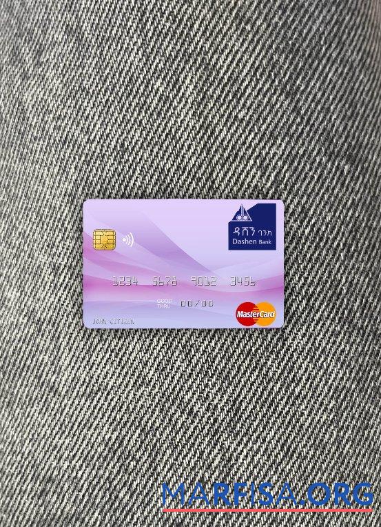 Эфиопия Dashen Банковский mastercard фотообраз Лицевая сторона образец