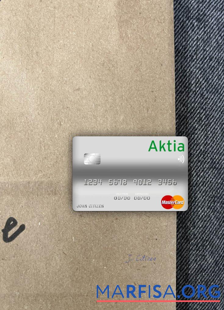 Финляндия Aktia Savings Банковский mastercard фотообраз Лицевая сторона макет