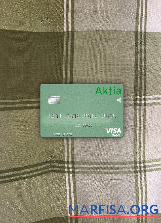 Финляндия Aktia Savings Банковский Виза Дебет Карта фотообраз Лицевая сторона образец