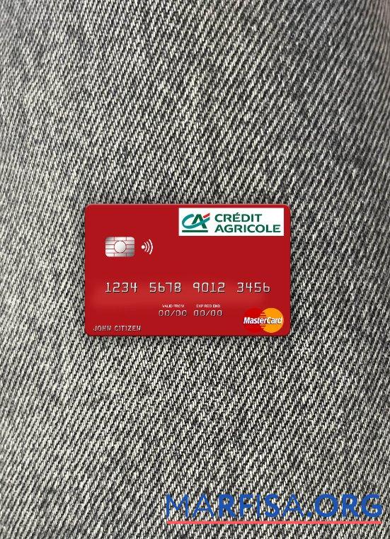 Франция Кредит Agricole Банковский mastercard фотообраз Лицевая сторона макет