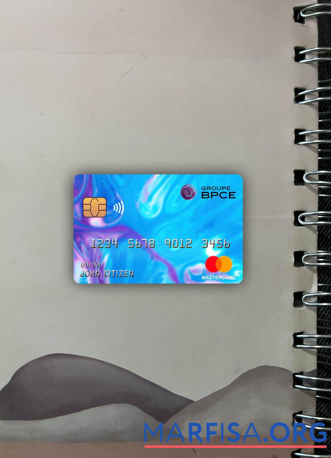 Франция Groupe BPCE Банковский mastercard фотообраз Лицевая сторона образец